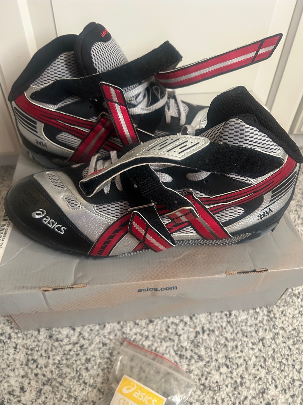 Asics Silver Black Red Men's Athletic Track Shoes